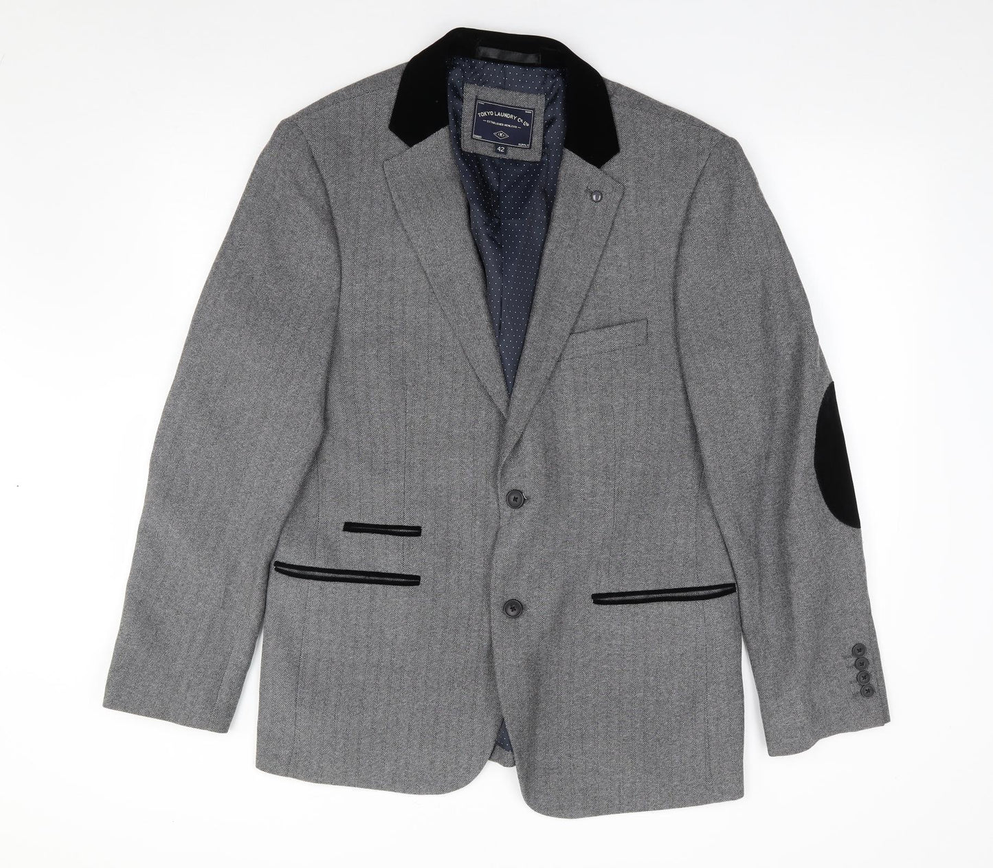 Tokyo Laundry Co Mens Grey  Polyester Jacket Suit Jacket Size 42