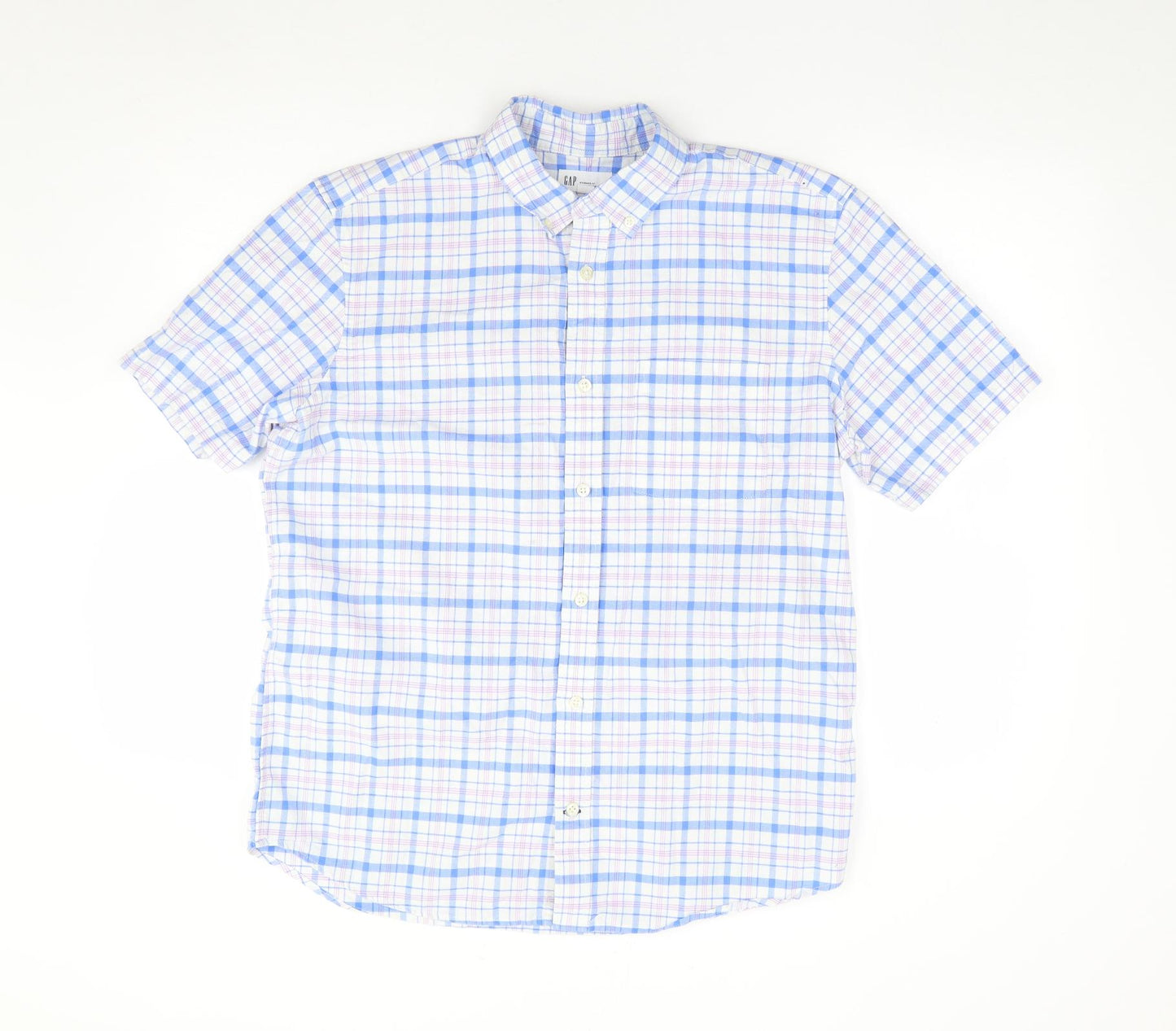 Gap  Mens Multicoloured Plaid Cotton  Button-Up Size M Collared Button