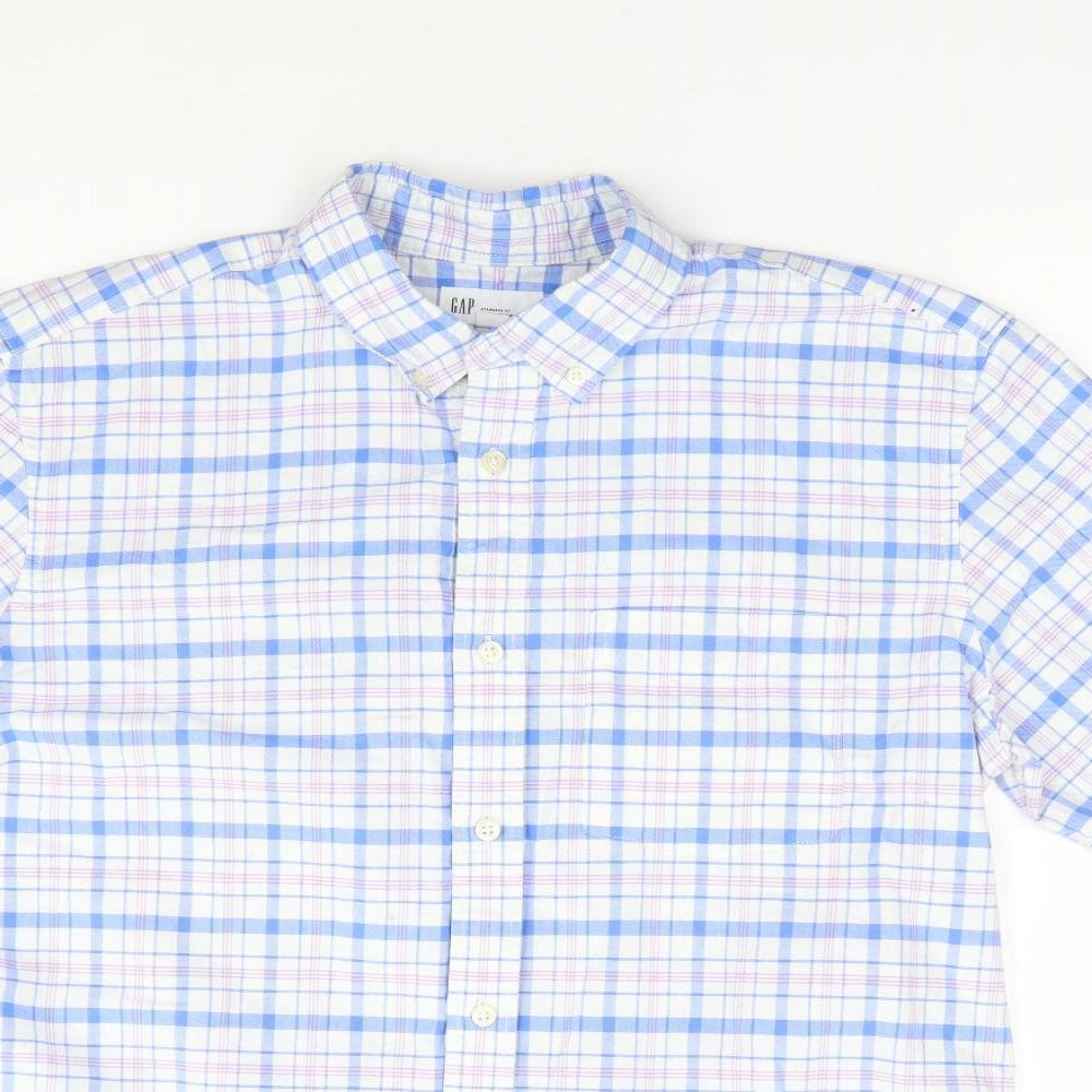 Gap  Mens Multicoloured Plaid Cotton  Button-Up Size M Collared Button