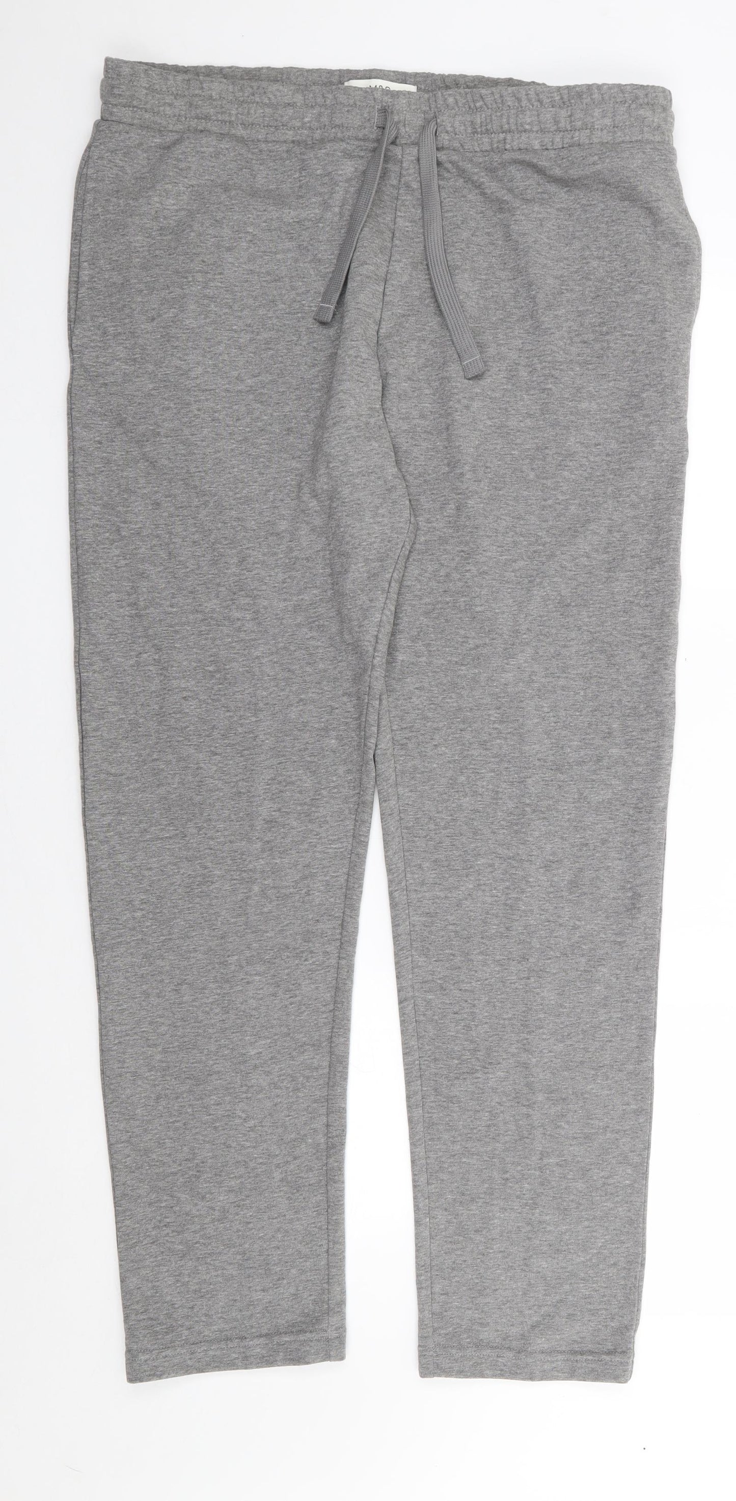 Marks and Spencer Mens Grey  Cotton Jogger Trousers Size L L32 in Regular Drawstring