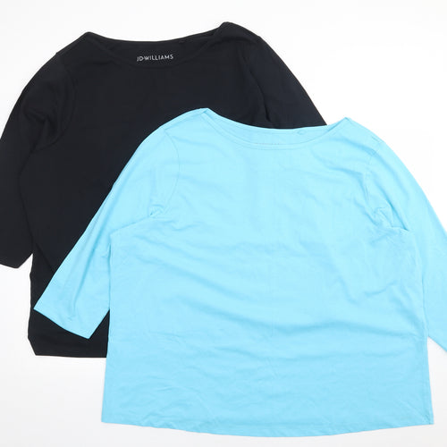 JD Williams Womens Multicoloured  100% Cotton Basic T-Shirt Size 24 Round Neck