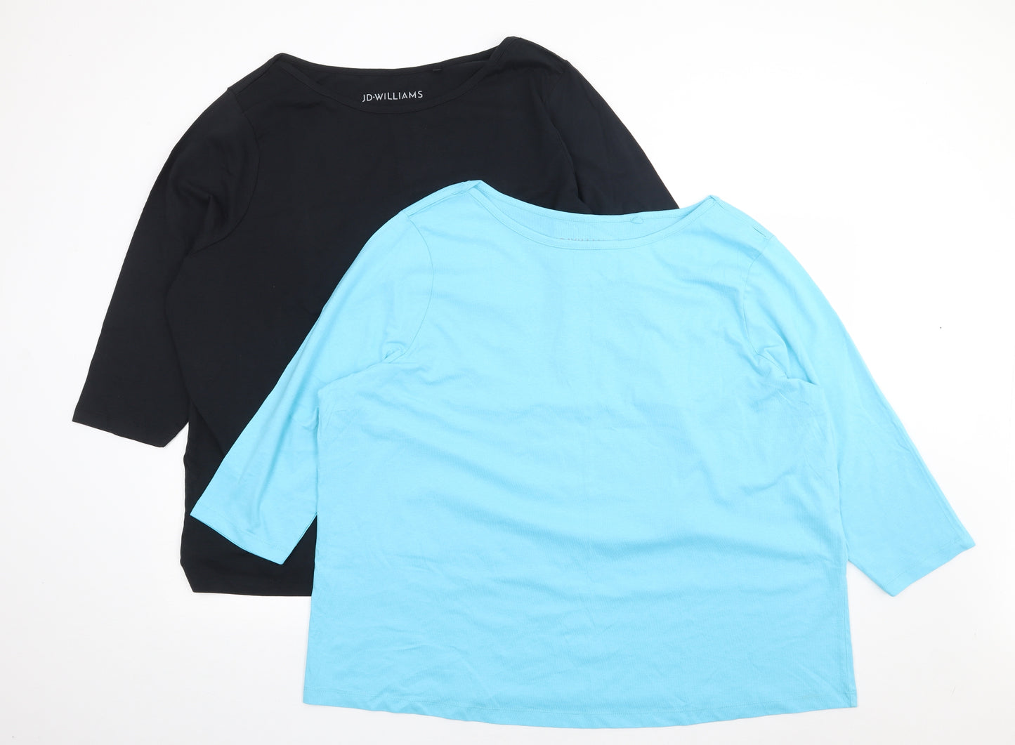 JD Williams Womens Multicoloured  100% Cotton Basic T-Shirt Size 24 Round Neck