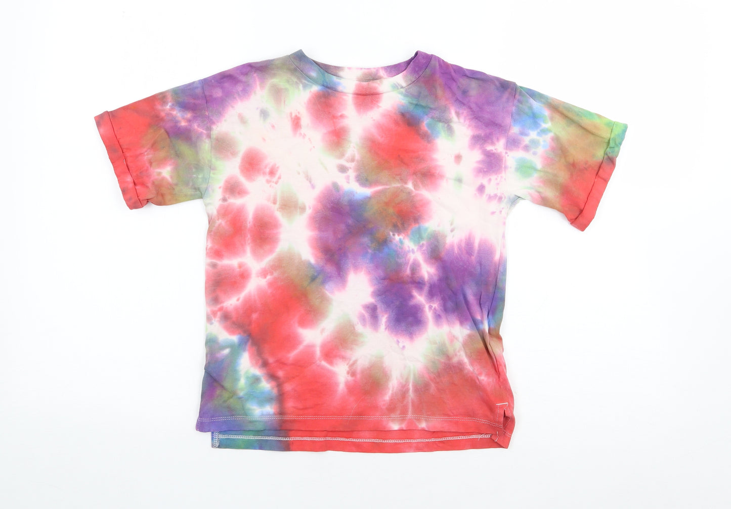 Next  Girls Multicoloured Geometric 100% Cotton Jersey T-Shirt Size 6 Years Crew Neck Pullover