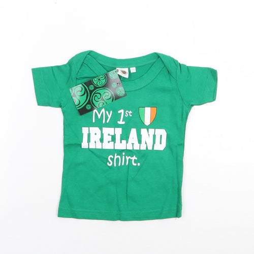 O'Neills Boys Green  100% Cotton Jersey T-Shirt Size 12-18 Months Crew Neck Pullover - Ireland