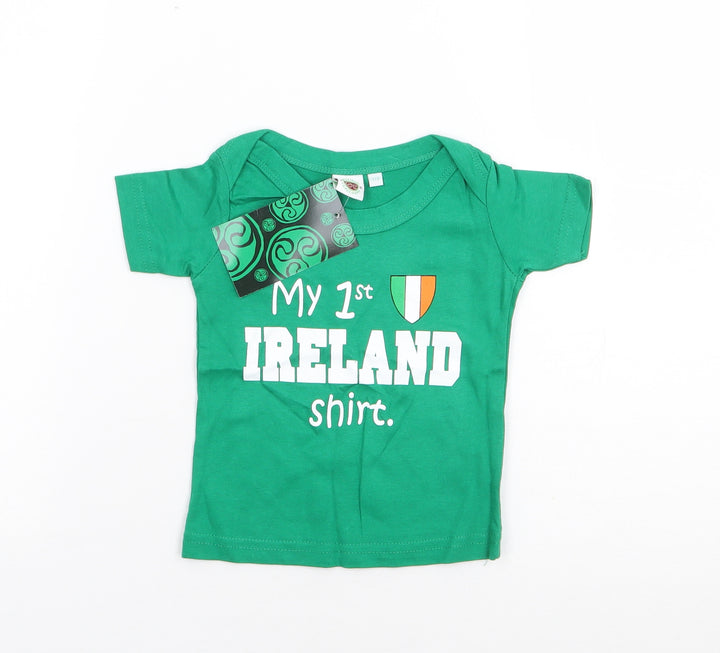 O'Neills Boys Green  100% Cotton Jersey T-Shirt Size 12-18 Months Crew Neck Pullover - Ireland
