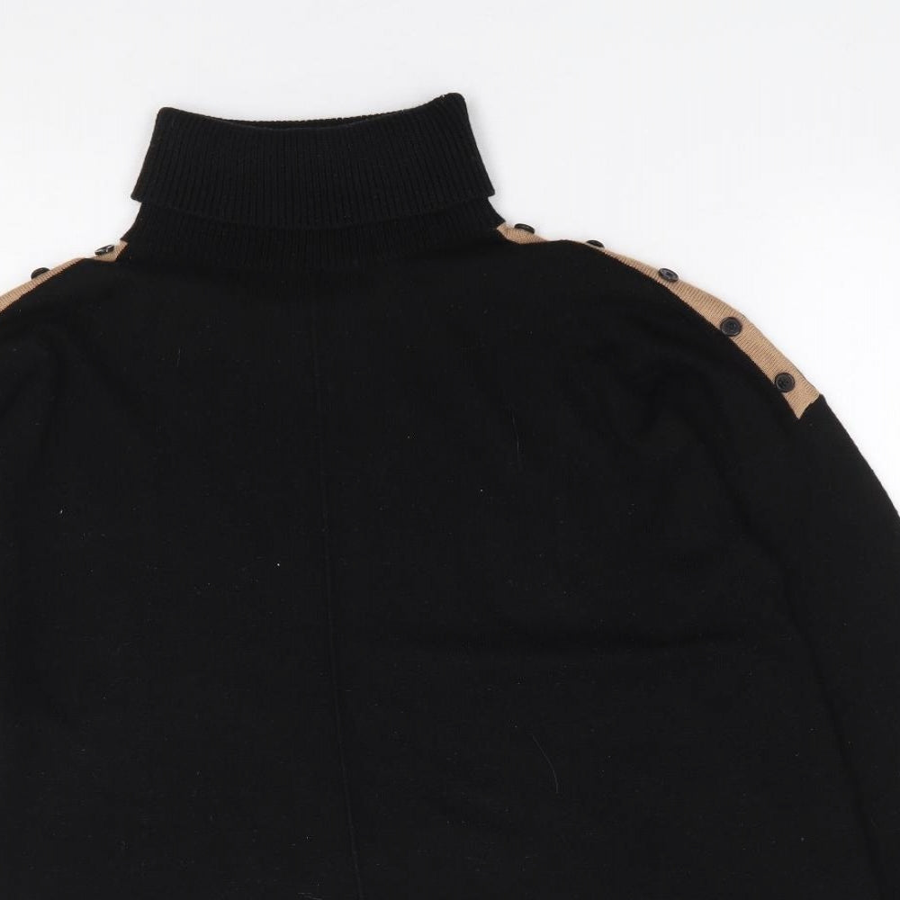 Wallis Womens Black Roll Neck  Acrylic Pullover Jumper Size M