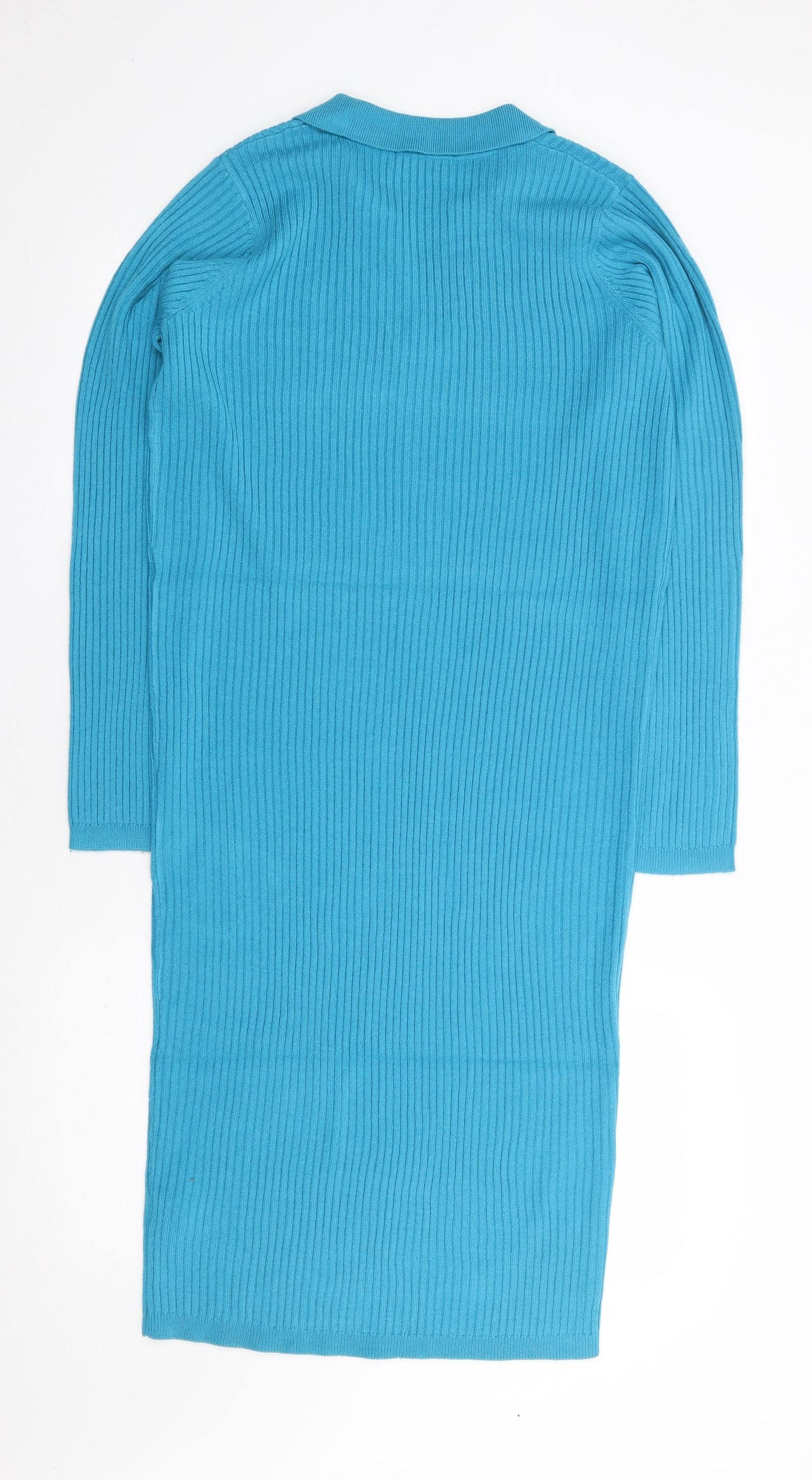 Tu  Womens Blue  Acrylic Jumper Dress  Size 10  V-Neck Pullover