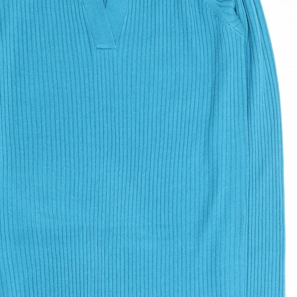 Tu  Womens Blue  Acrylic Jumper Dress  Size 10  V-Neck Pullover