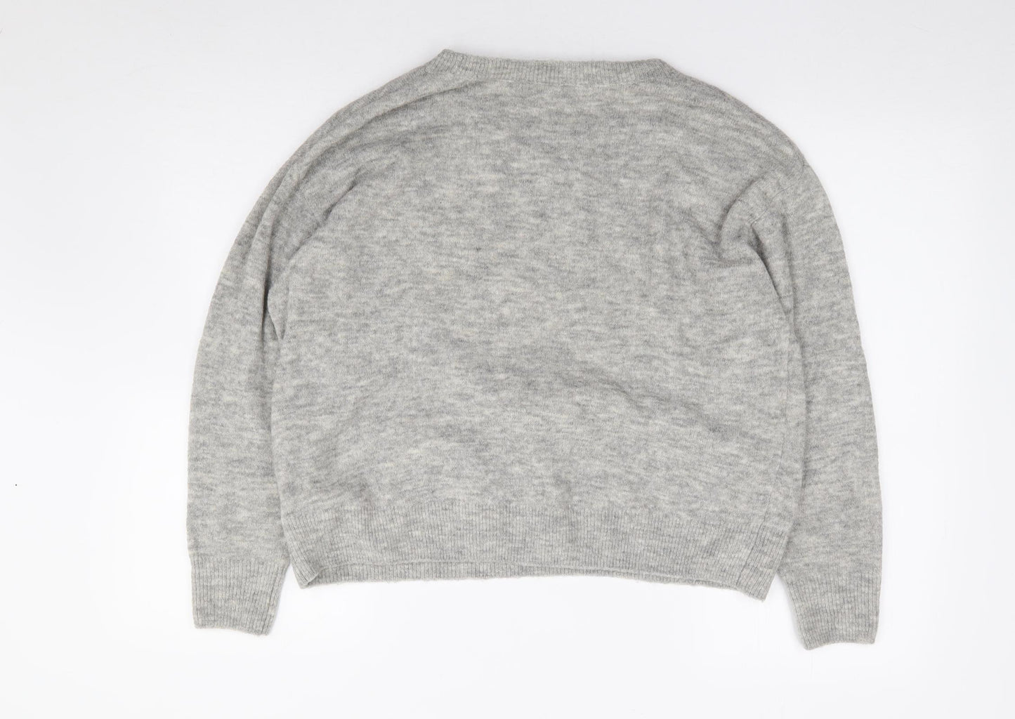H&M  Womens Grey Crew Neck  Acrylic Pullover Jumper Size S