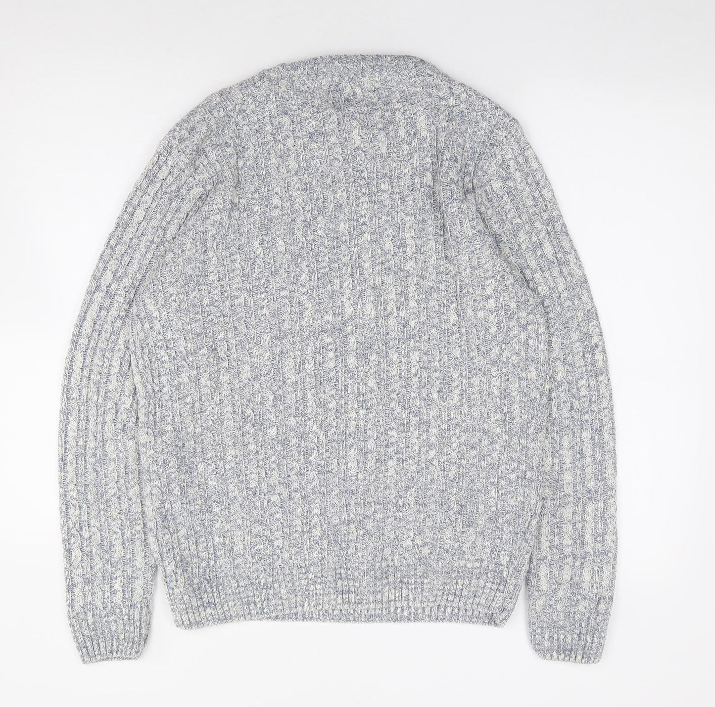 Farrell Mens Blue Crew Neck  Acrylic Pullover Jumper Size M