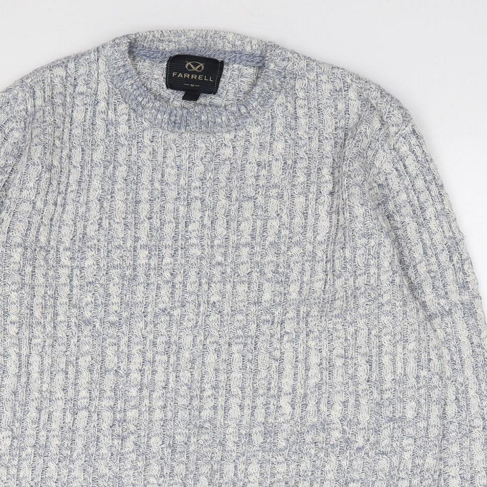 Farrell Mens Blue Crew Neck  Acrylic Pullover Jumper Size M
