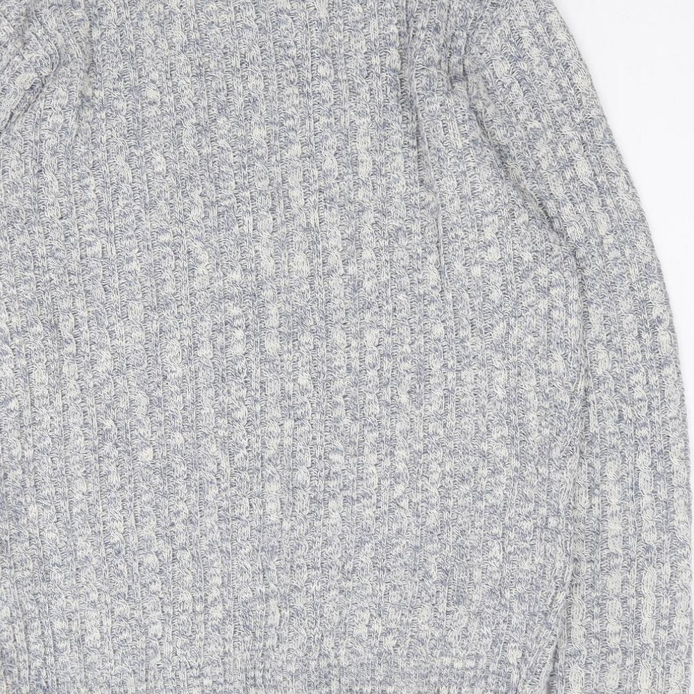 Farrell Mens Blue Crew Neck  Acrylic Pullover Jumper Size M