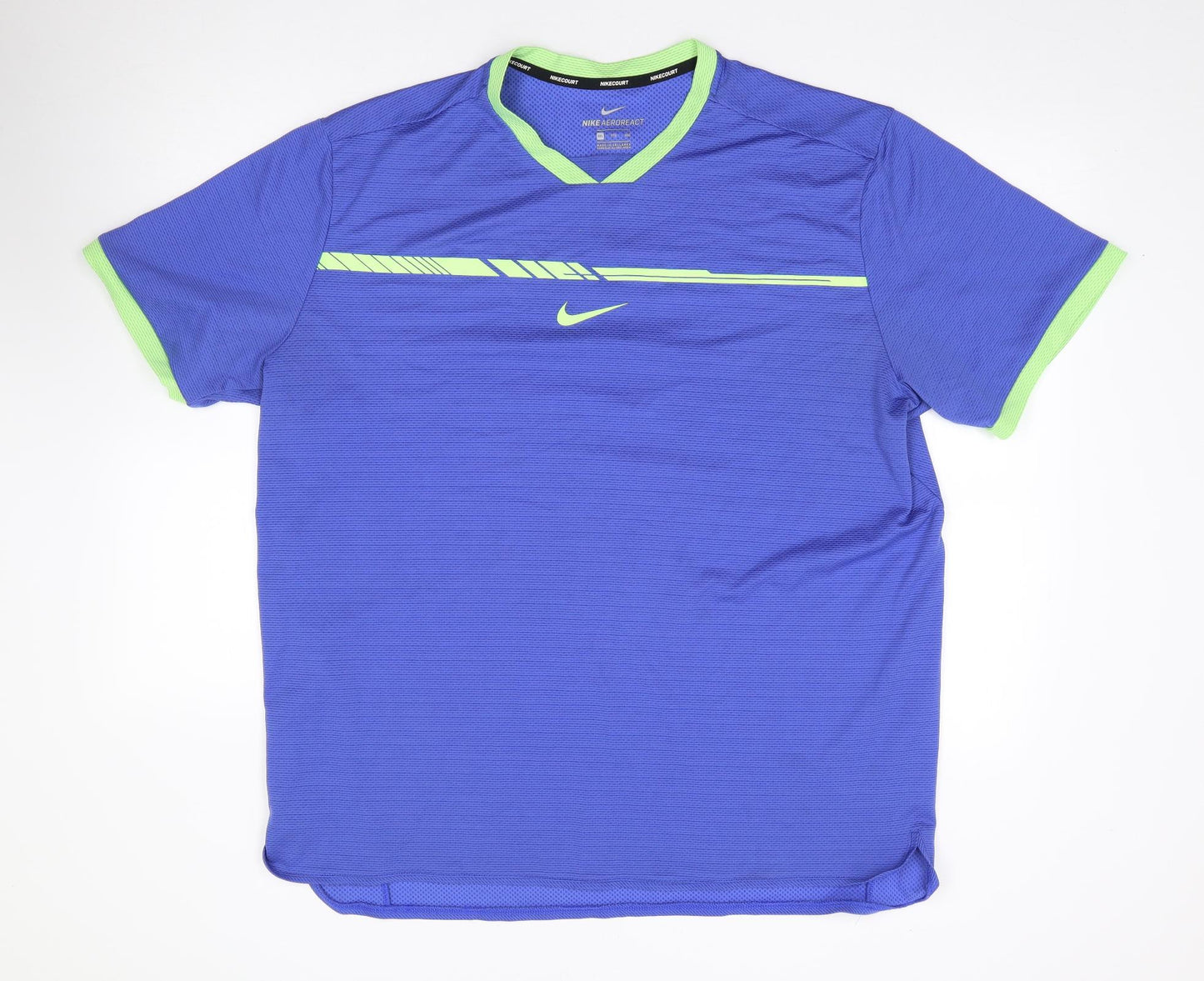 Nike Mens Blue  Polyester Jersey Polo Size 2XL V-Neck Pullover