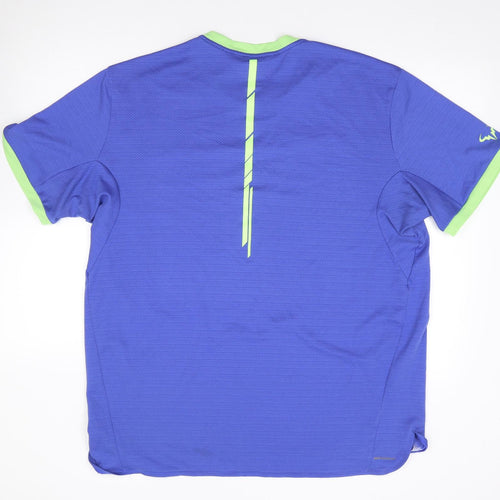 Nike Mens Blue  Polyester Jersey Polo Size 2XL V-Neck Pullover