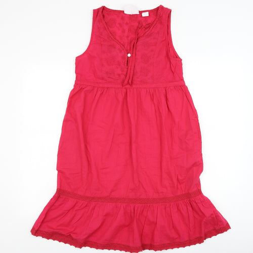 H&M Womens Pink  Cotton Shift  Size 8  V-Neck Pullover