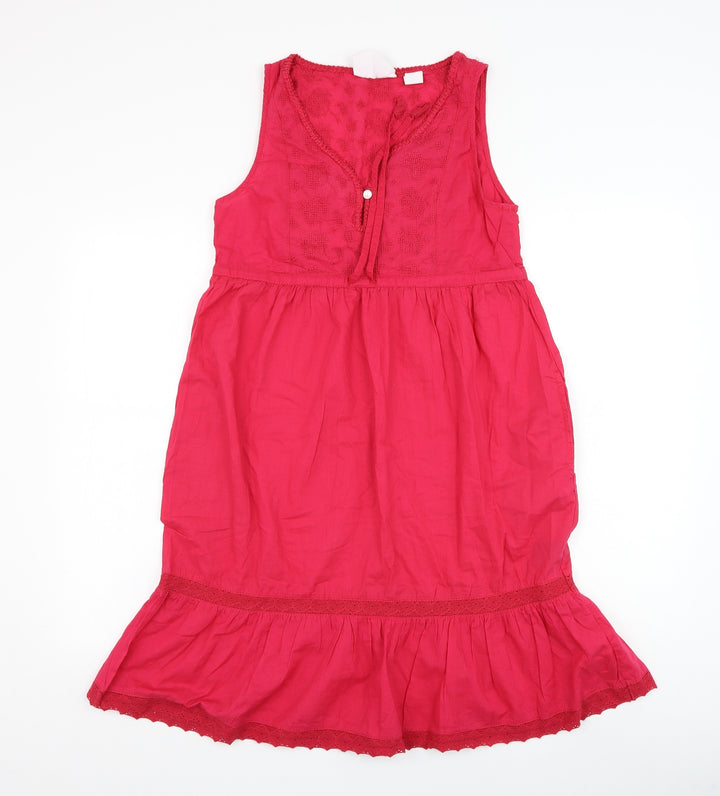 H&M Womens Pink  Cotton Shift  Size 8  V-Neck Pullover