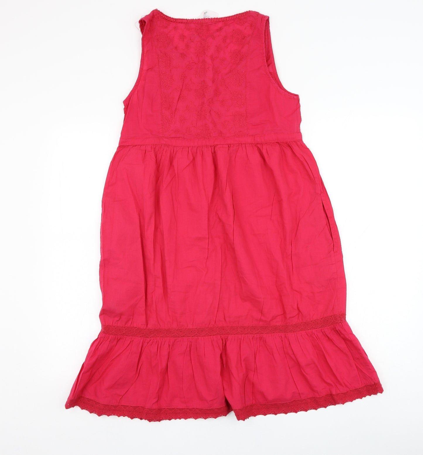 H&M Womens Pink  Cotton Shift  Size 8  V-Neck Pullover