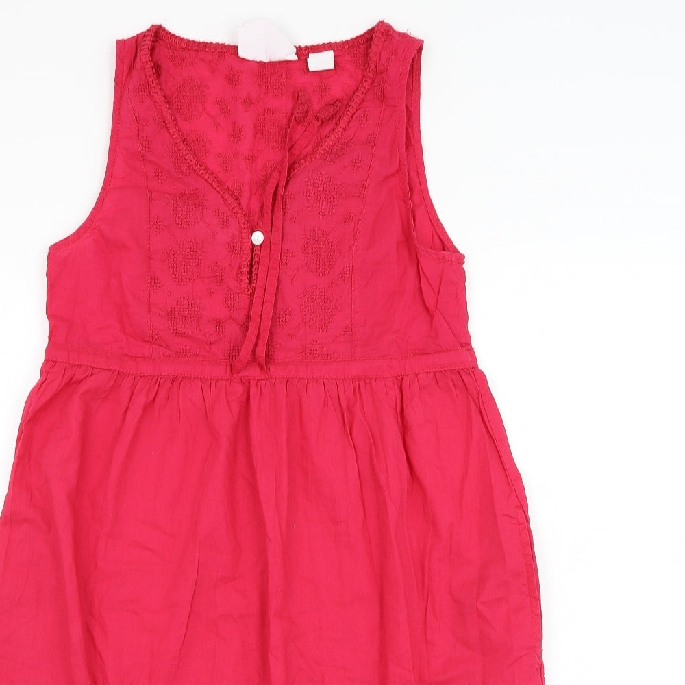 H&M Womens Pink  Cotton Shift  Size 8  V-Neck Pullover