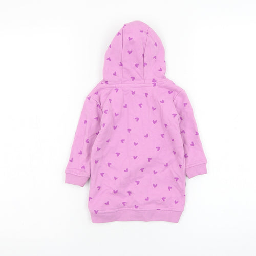 Dunnes Stores Girls Purple  Cotton Jumper Dress  Size 6-9 Months  Round Neck Pullover - Heart