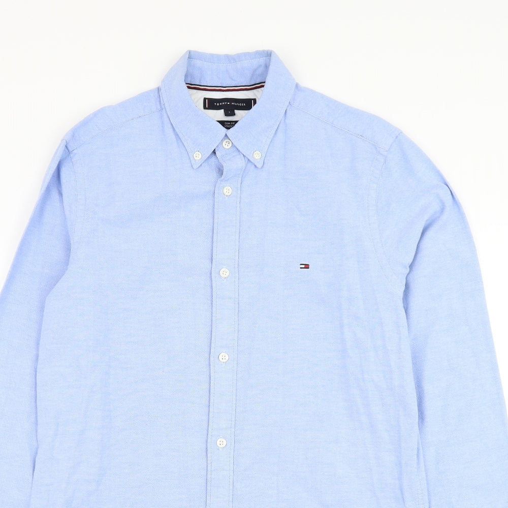 Tommy Hilfiger Mens Blue  Cotton  Dress Shirt Size S Collared