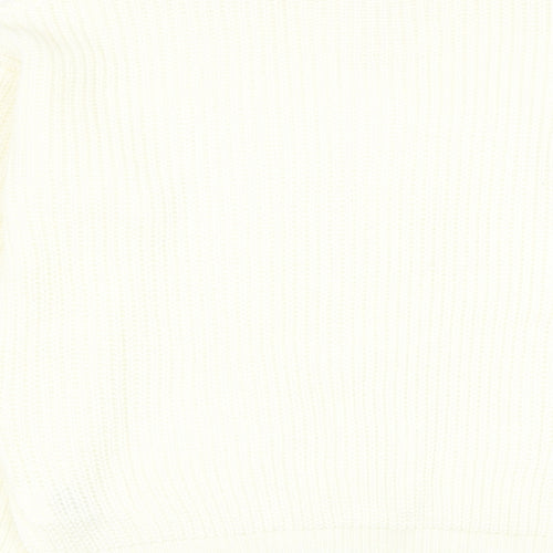 SheIn Womens Ivory V-Neck  Acrylic Pullover Jumper Size 8
