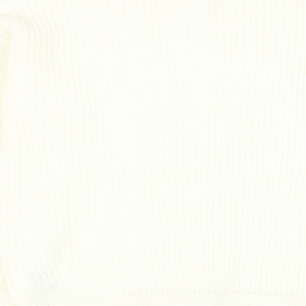 SheIn Womens Ivory V-Neck  Acrylic Pullover Jumper Size 8