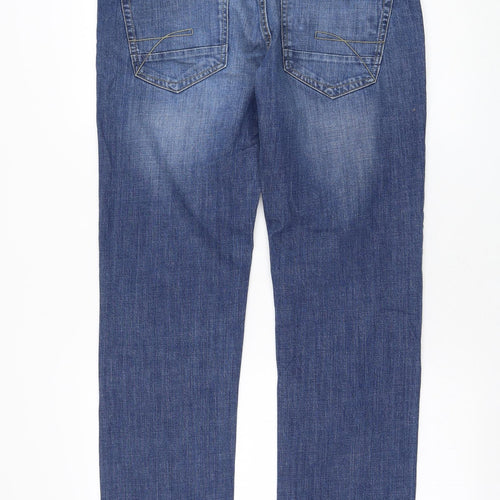 Red Herring Mens Blue  Cotton Straight Jeans Size 34 in L30 in Regular Zip