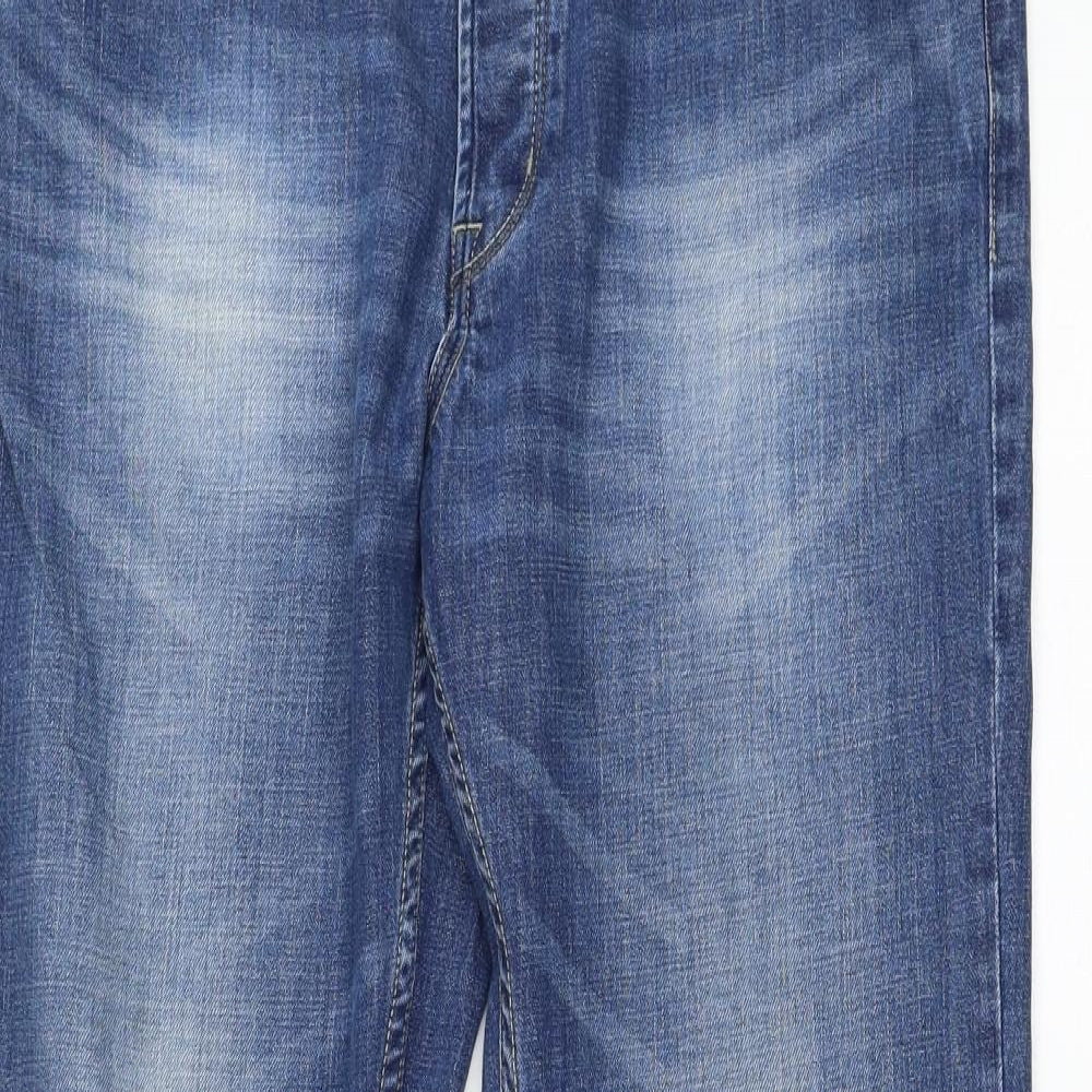 Red Herring Mens Blue  Cotton Straight Jeans Size 34 in L30 in Regular Zip