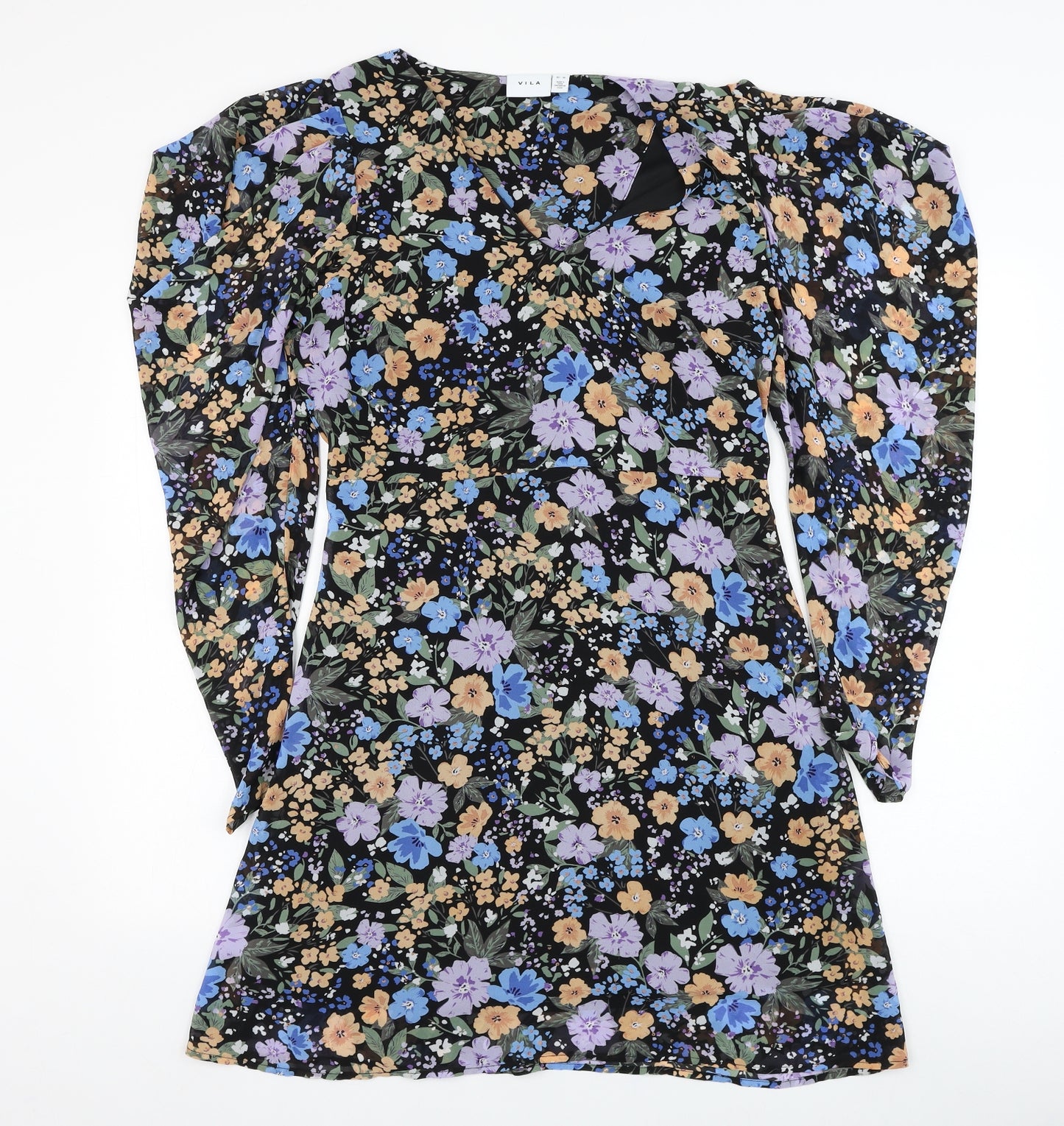 Villa Womens Black  Polyester Shift  Size 10  V-Neck Pullover