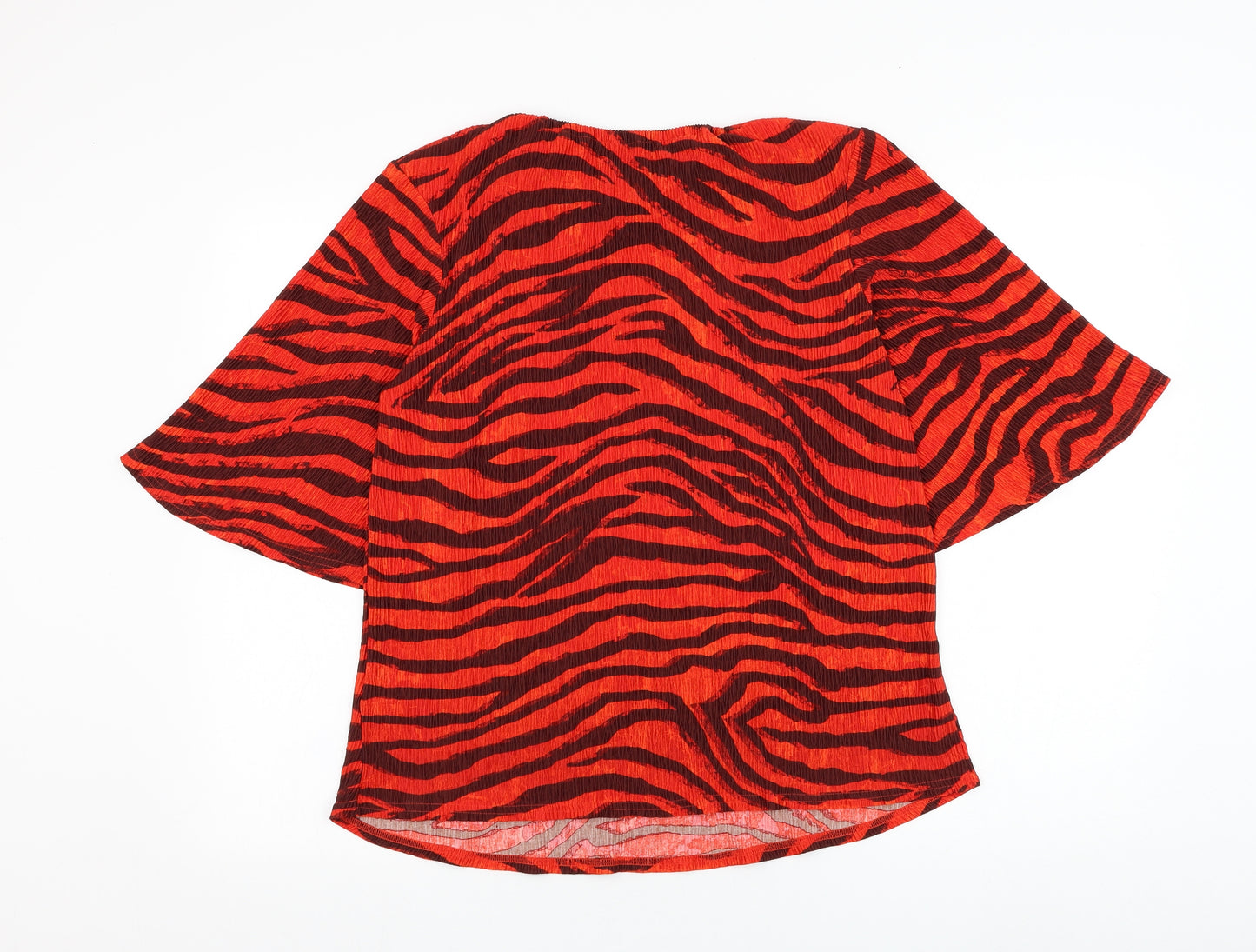NEXT Womens Red Animal Print Polyester Basic Blouse Size 10 V-Neck