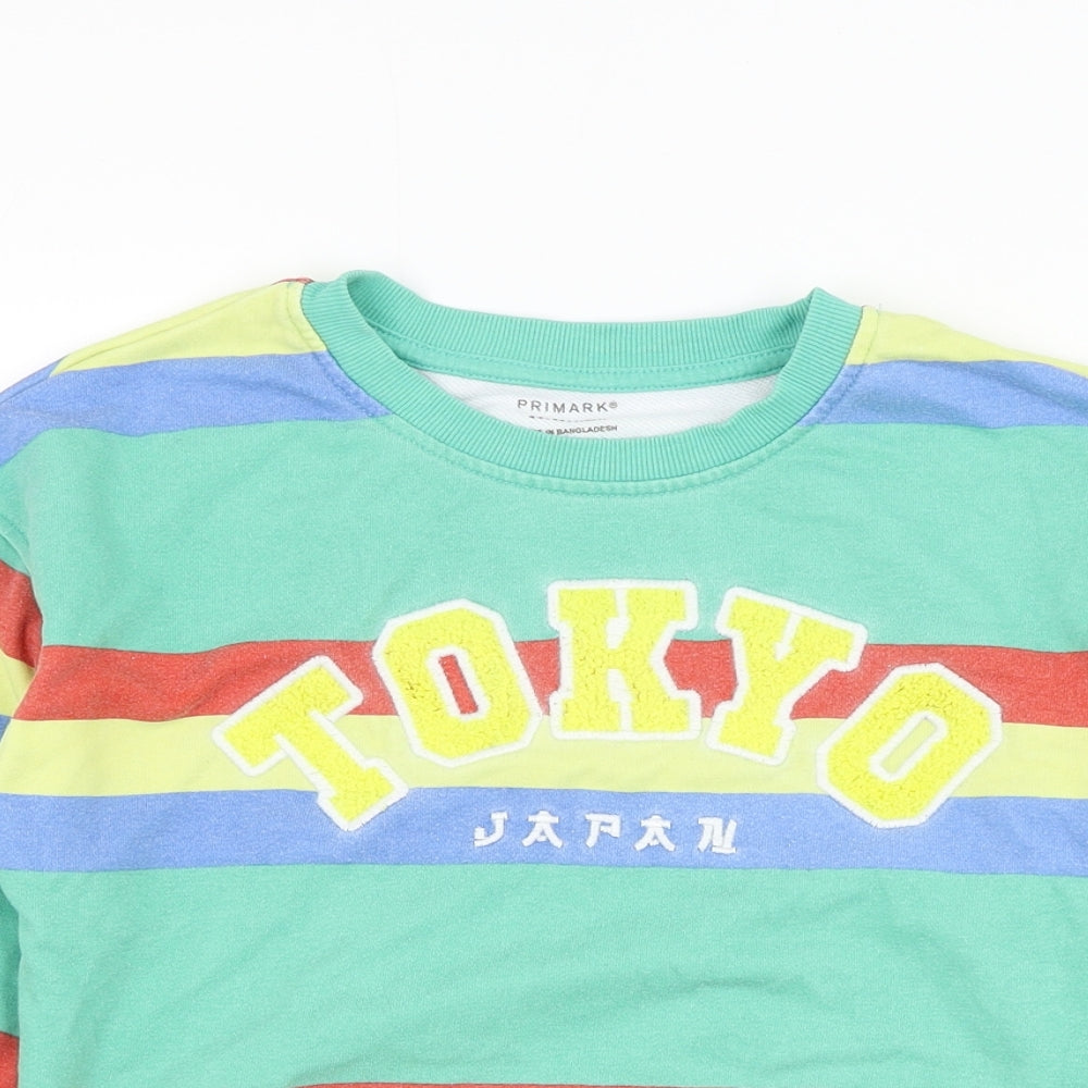 Primark Boys Green Striped Cotton Pullover Sweatshirt Size 4-5 Years  Pullover - Tokyo