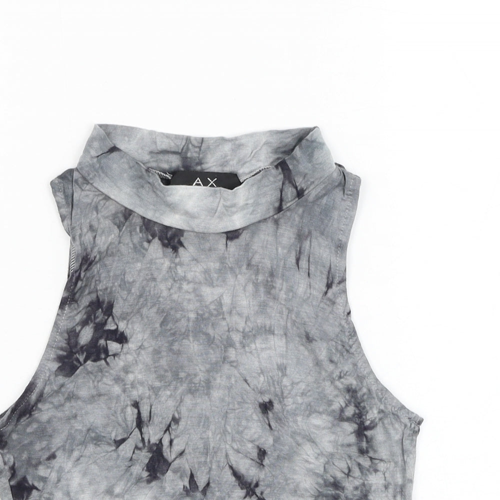 AX Paris Womens Grey  Viscose Cropped Tank Size S Halter