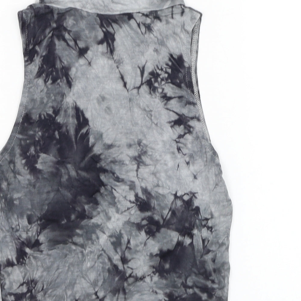AX Paris Womens Grey  Viscose Cropped Tank Size S Halter