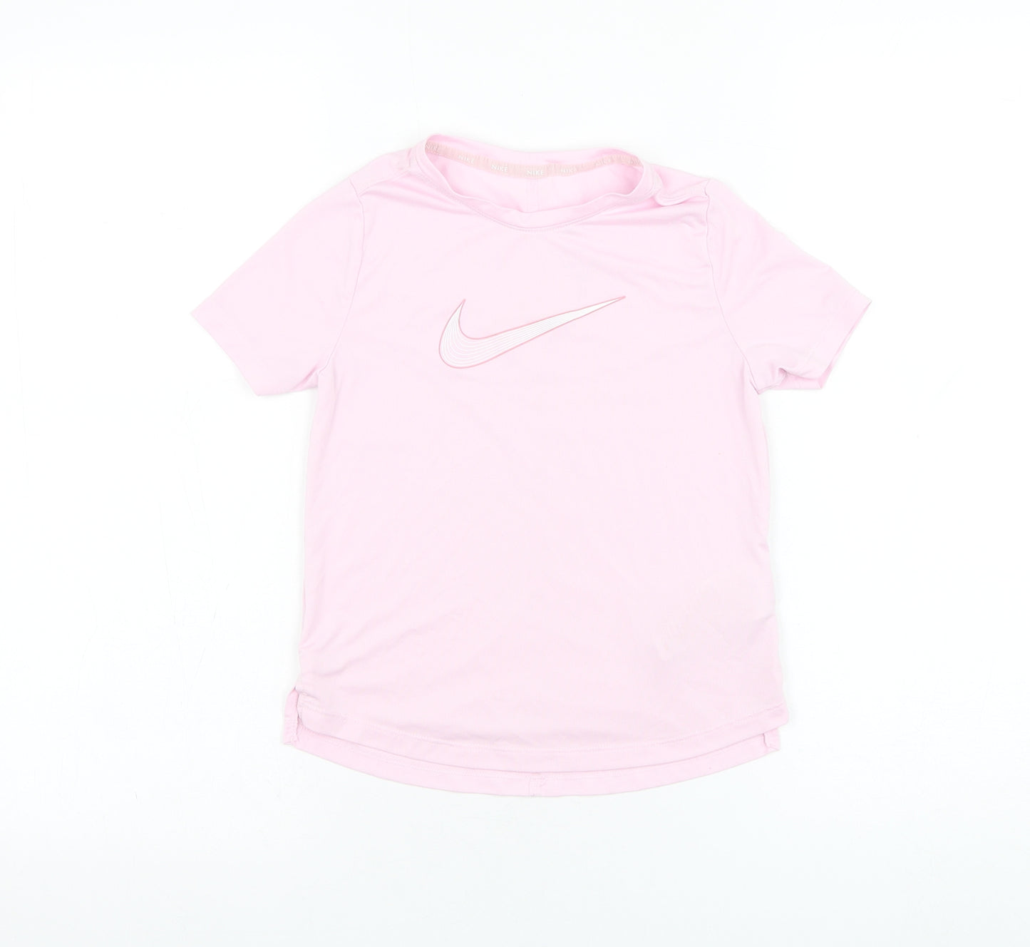 Nike Girls Pink  Polyester Basic T-Shirt Size 8-9 Years Round Neck Pullover