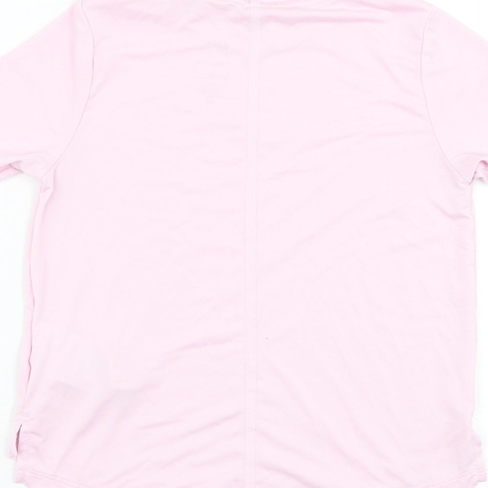 Nike Girls Pink  Polyester Basic T-Shirt Size 8-9 Years Round Neck Pullover