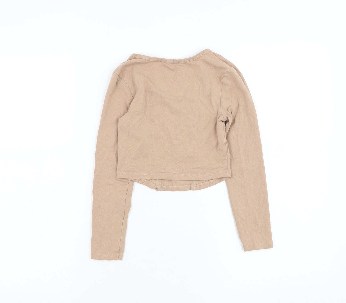 Matalan Girls Brown  Cotton Basic T-Shirt Size 9 Years Round Neck Pullover