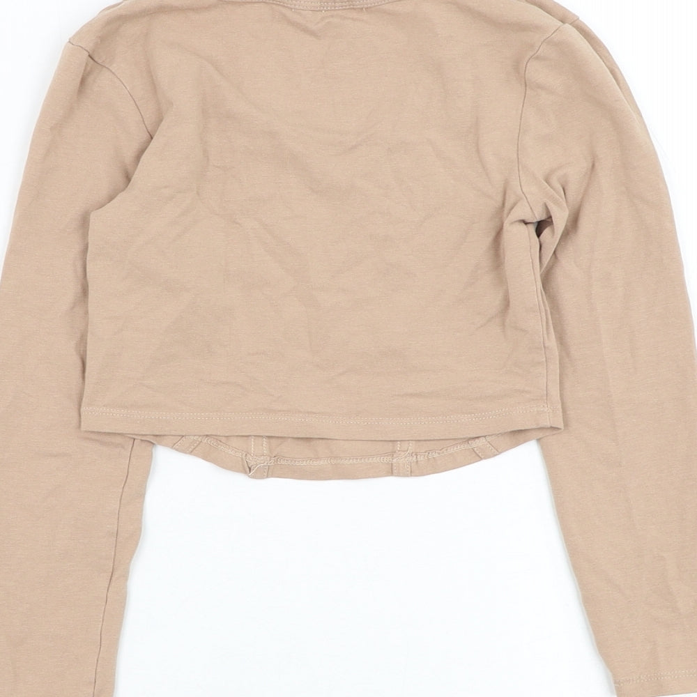 Matalan Girls Brown  Cotton Basic T-Shirt Size 9 Years Round Neck Pullover