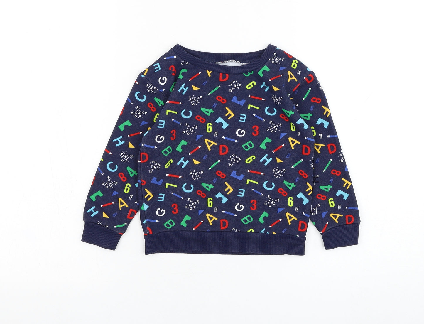 Dunnes Stores Boys Blue  Cotton Pullover Sweatshirt Size 2-3 Years  Pullover - Alphabet