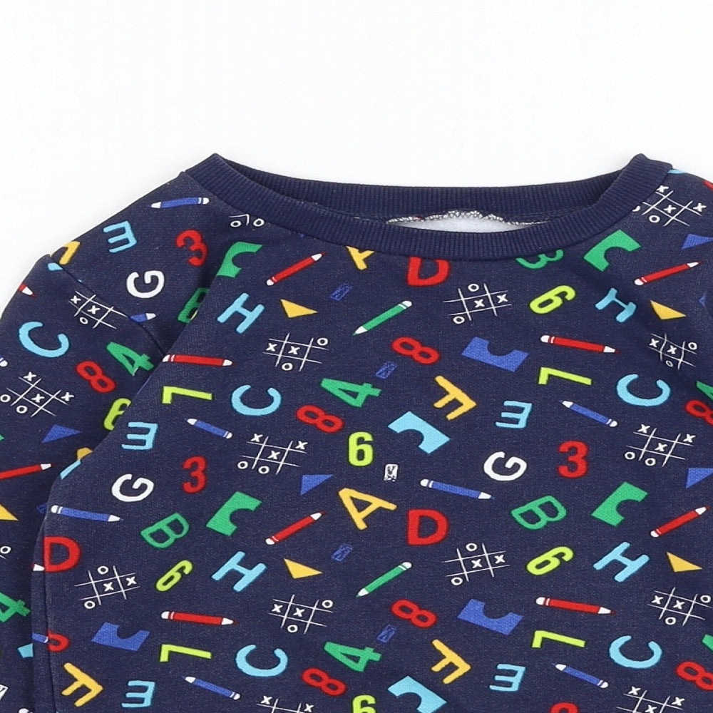 Dunnes Stores Boys Blue  Cotton Pullover Sweatshirt Size 2-3 Years  Pullover - Alphabet