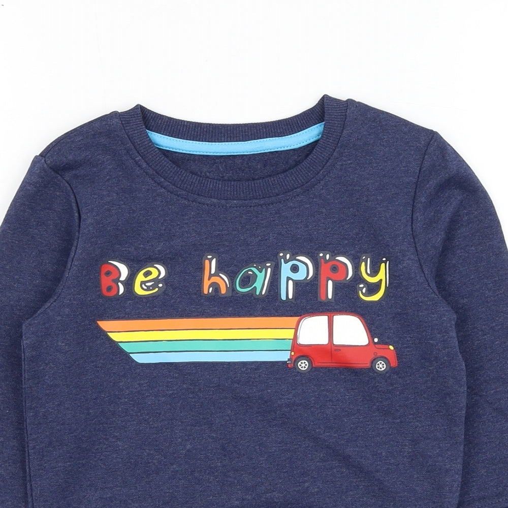 Dunnes Stores Boys Blue  Cotton Pullover Sweatshirt Size 2-3 Years  Pullover - Be Happy