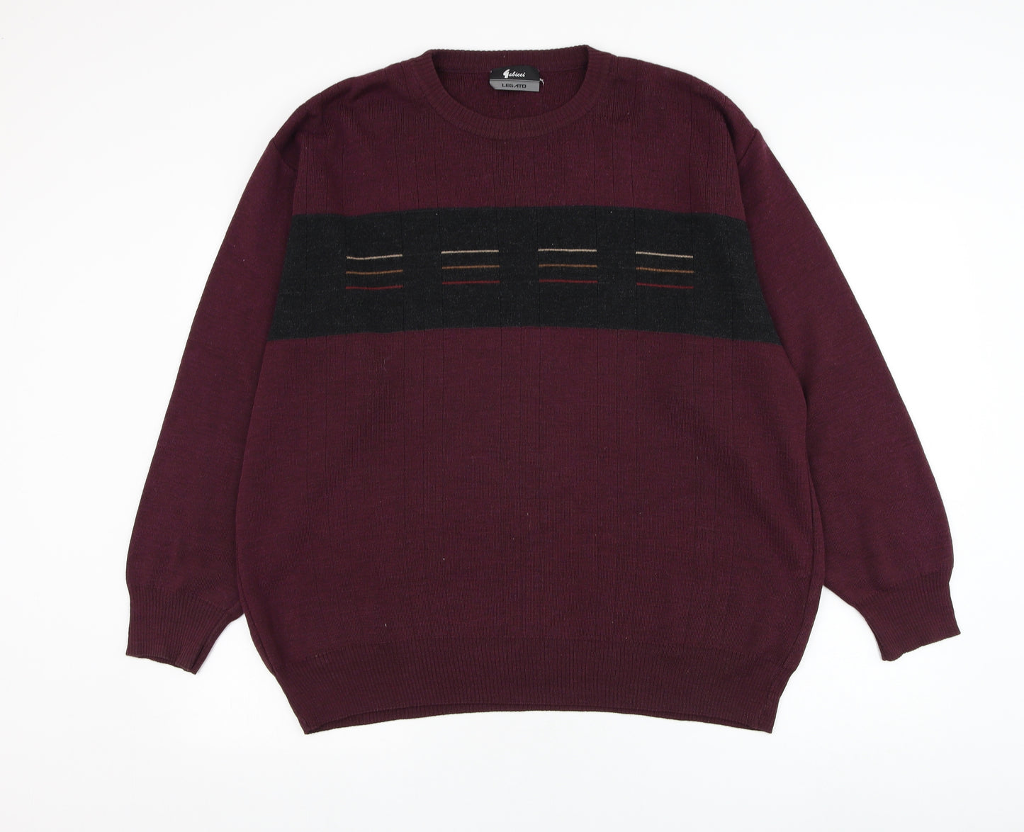 Gabicci Mens Purple Round Neck  Polyester Pullover Jumper Size XL
