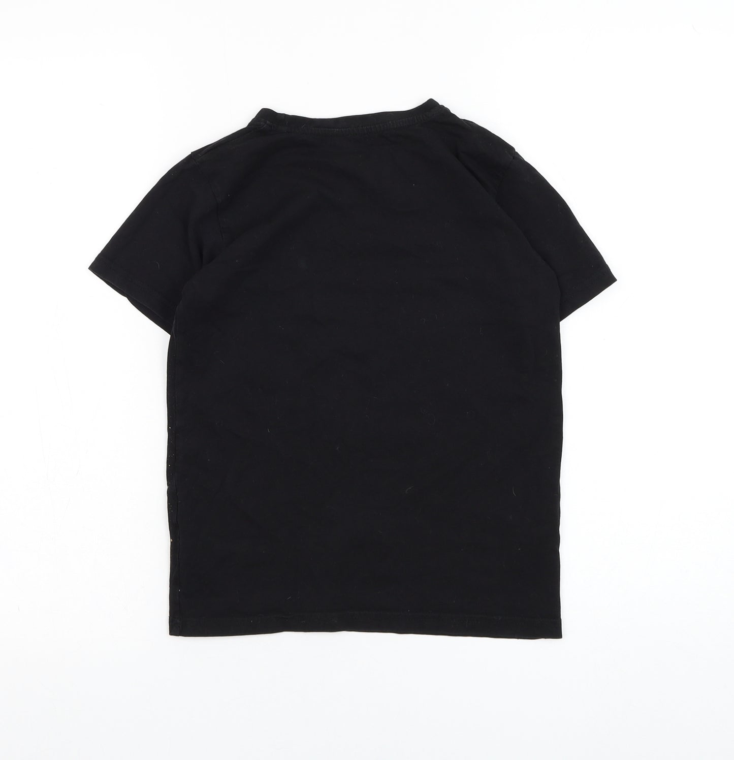 Preworn Boys Black  Cotton Basic T-Shirt Size 9-10 Years Round Neck Pullover - Gamer