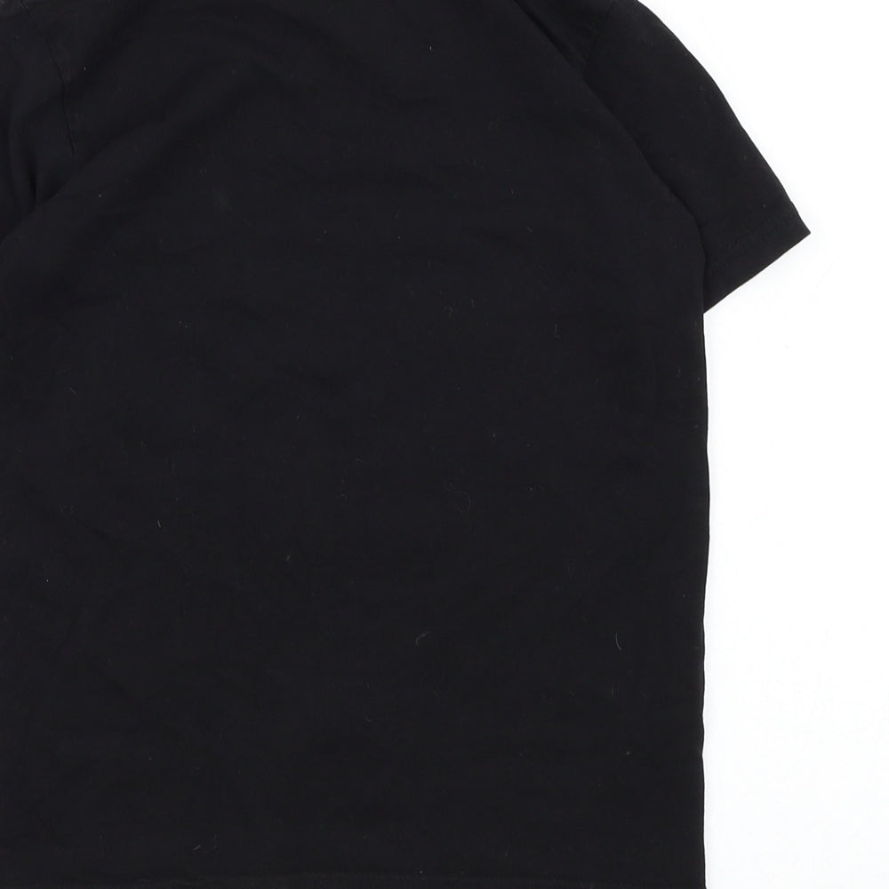 Preworn Boys Black  Cotton Basic T-Shirt Size 9-10 Years Round Neck Pullover - Gamer