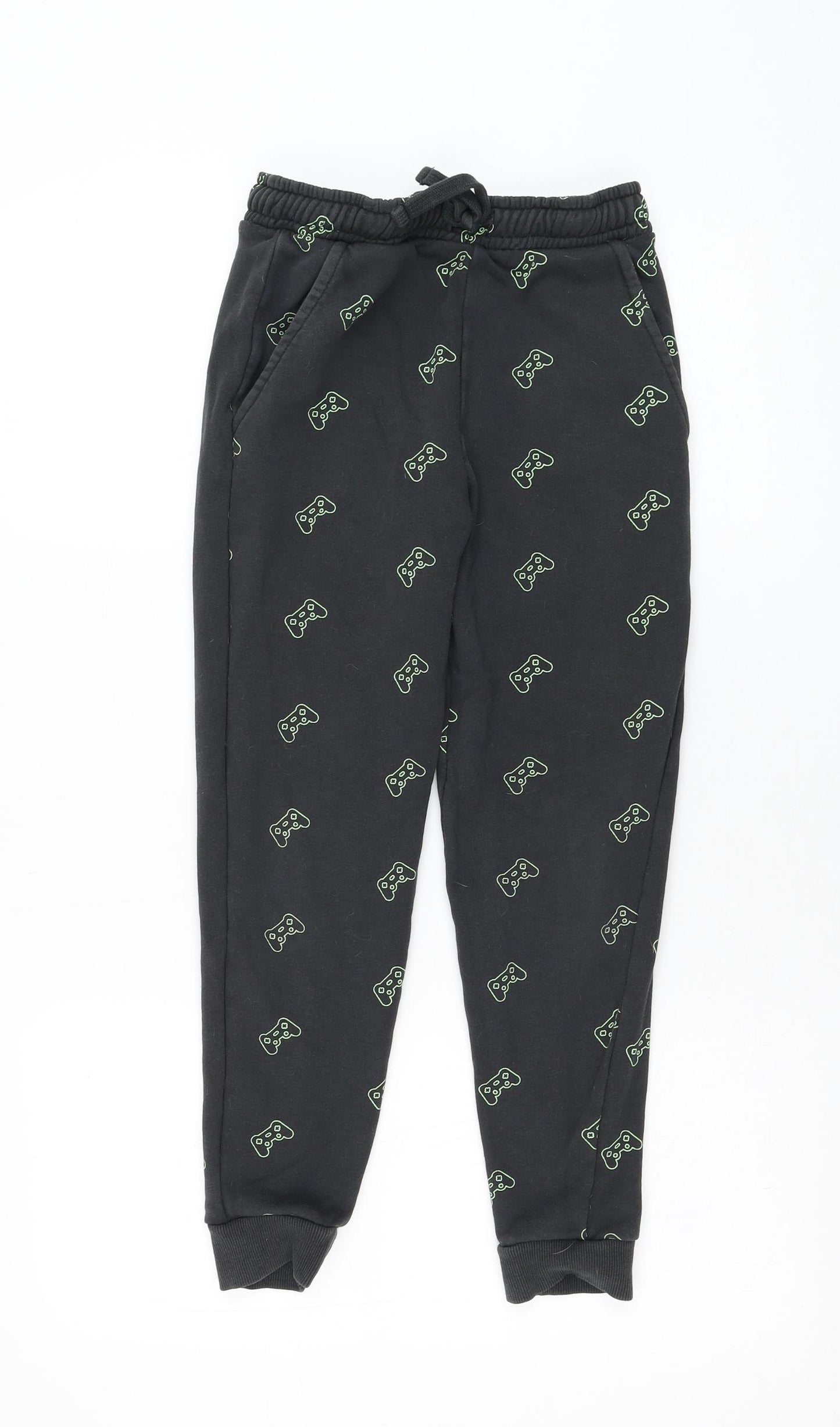 Marks and Spencer Boys Grey  Cotton Jogger Trousers Size 9-10 Years  Regular Drawstring - Gaming