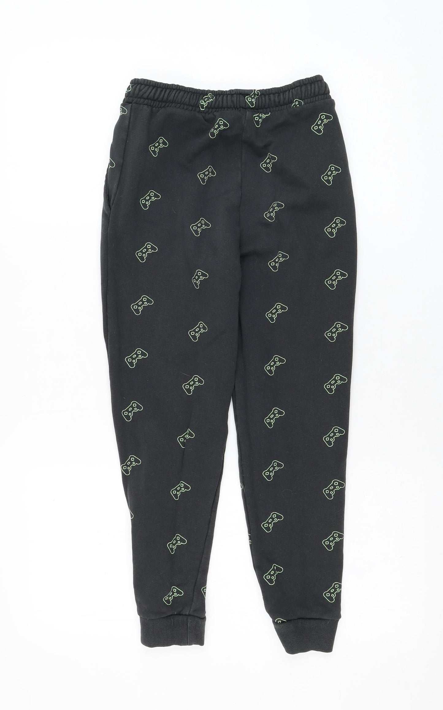 Marks and Spencer Boys Grey  Cotton Jogger Trousers Size 9-10 Years  Regular Drawstring - Gaming