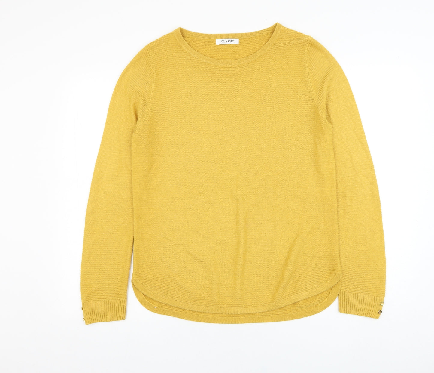 Marks and Spencer Womens Yellow Round Neck  Acrylic Pullover Jumper Size 10