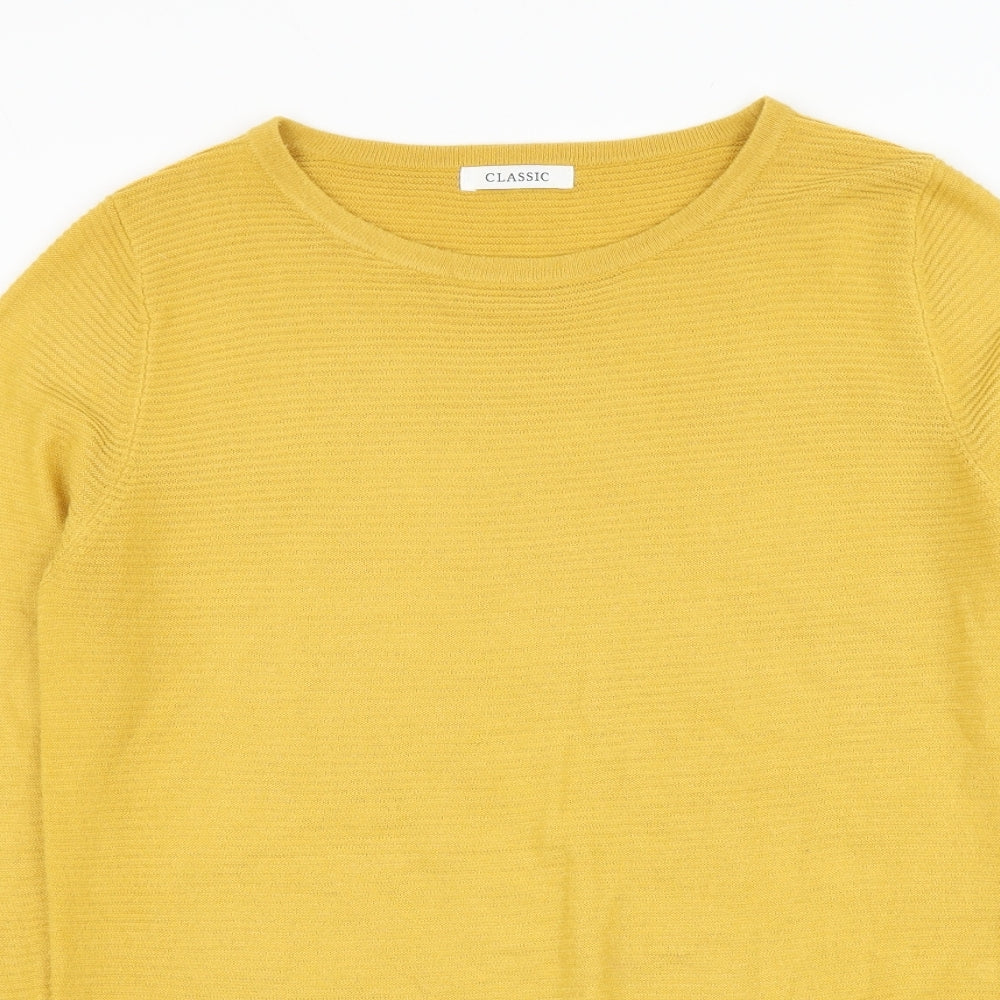 Marks and Spencer Womens Yellow Round Neck  Acrylic Pullover Jumper Size 10