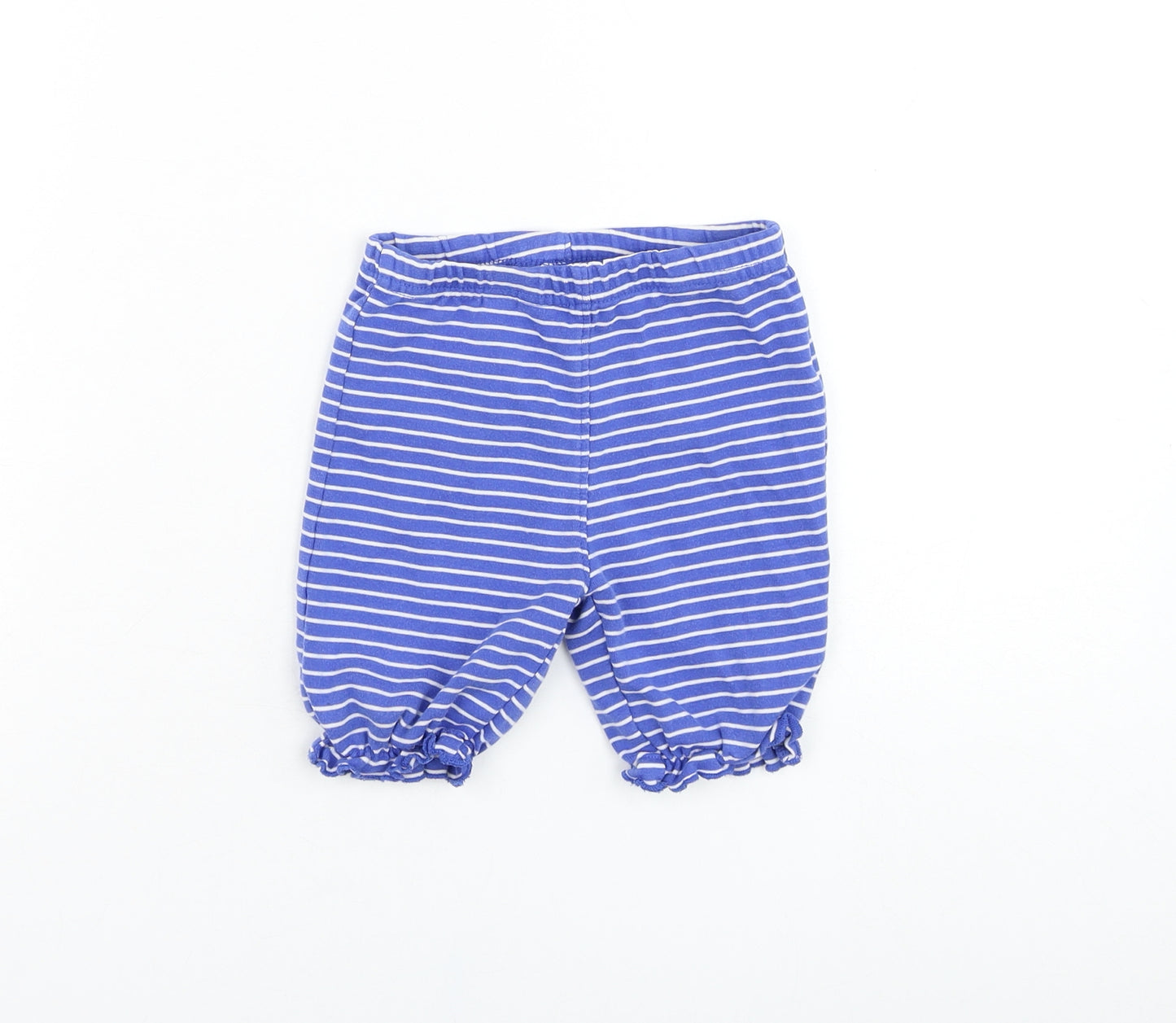 JoJo Maman Bébé Girls Blue Striped Polyester Jogger Trousers Size 9-12 Months  Pullover