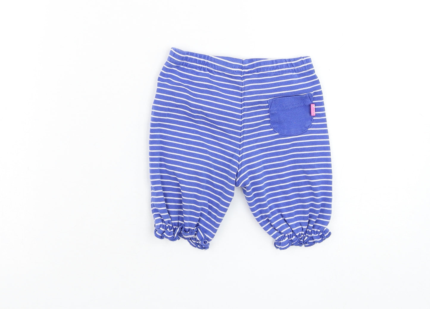 JoJo Maman Bébé Girls Blue Striped Polyester Jogger Trousers Size 9-12 Months  Pullover