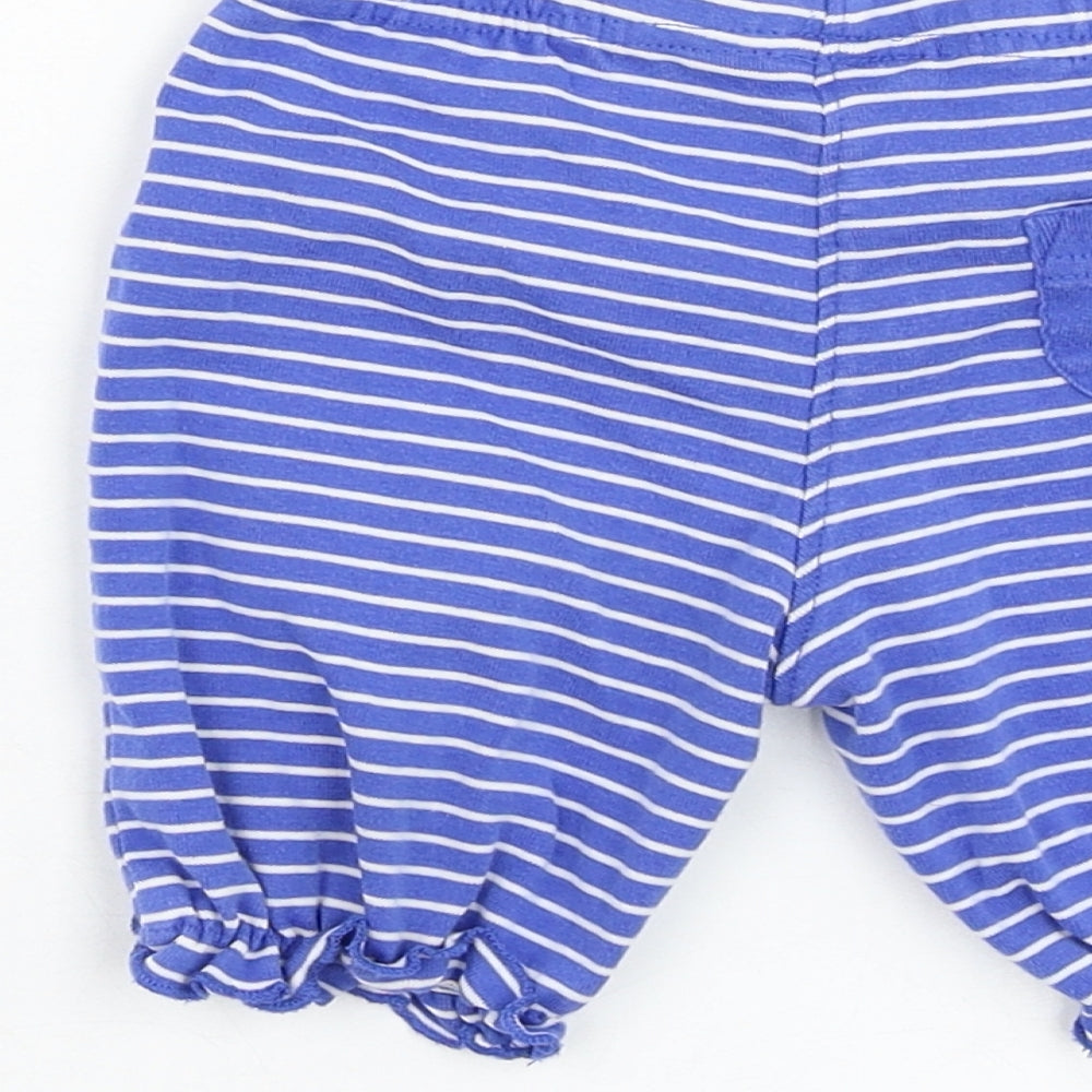 JoJo Maman Bébé Girls Blue Striped Polyester Jogger Trousers Size 9-12 Months  Pullover